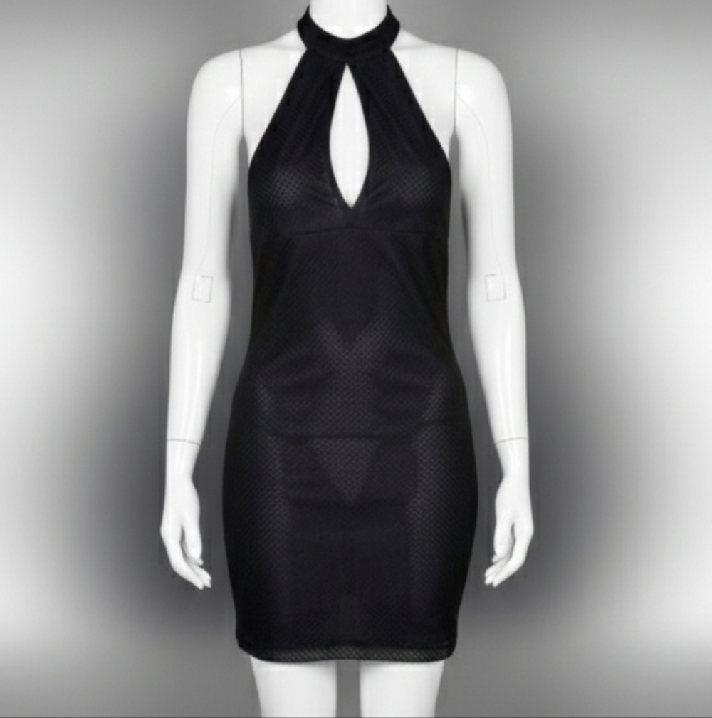 Motel Black halter mini dress